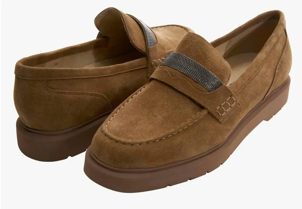 Vaneli Kimmo Loafers Tobacco Nival Suede Size 8 Comfy Moccasin Sihouette
